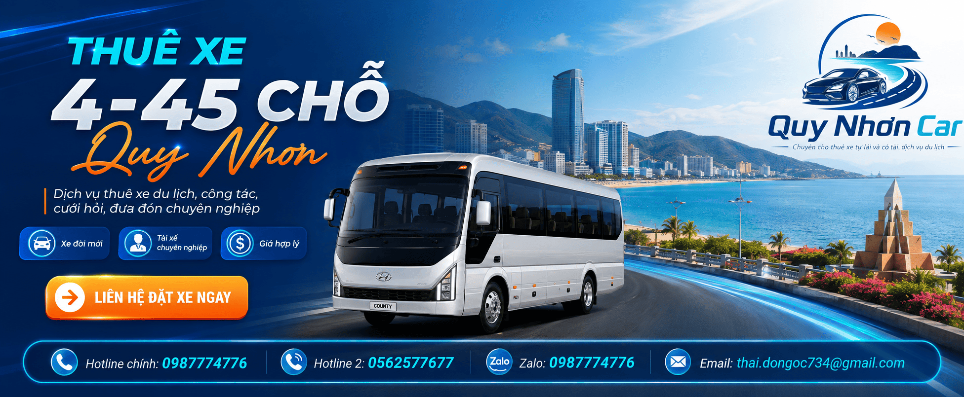 Dịch vụ thuê xe từ 4 đến 45 chỗ Quy Nhơn Car